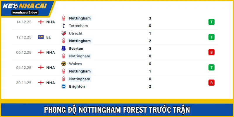 Nottingham Forest đang chơi khá ổn định trong thời gian vừa qua