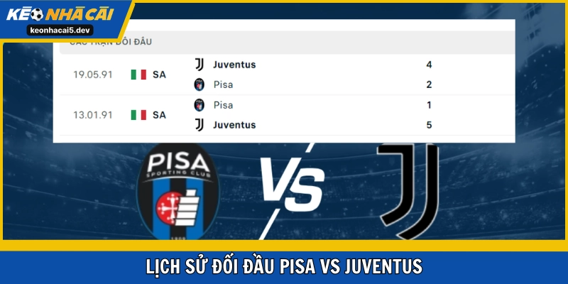 Pisa vs Juventus hiếm gặp nhau trong lịch sử